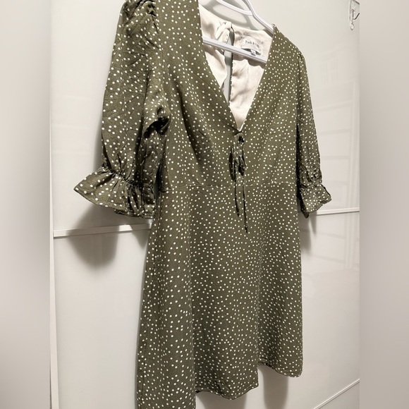 Park & Fifth Olive Polka Dot Dress - Picture 4 of 7